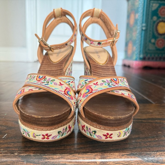 Gianni Bini Tan Wedge Sandals with Ankle Strap - Picture 2 of 7